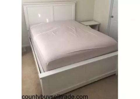 Queen-size bed, headboard and mattress